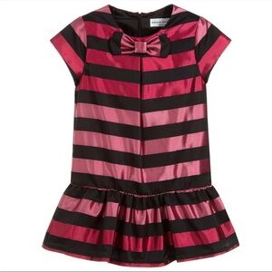 Sonia Rykiel Pink and Black Striped Dress with Bow Size 14 yr